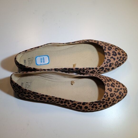 TIME&TRU LEOPARD ROUND TOE SLIP-ON WOMEN"S SUEDE BALLET FLATS G1 - Picture 9 of 14